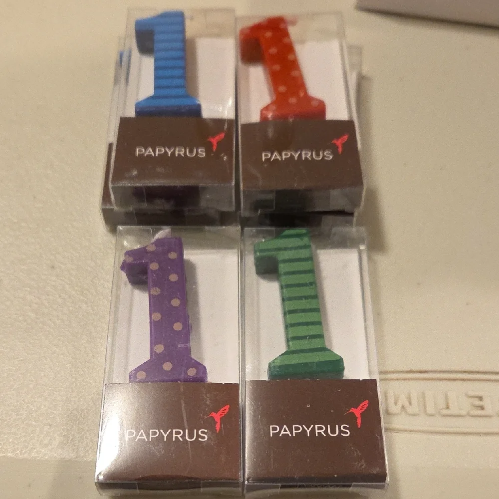 New PAPYRUS #1 Birthday Celebration Colored Candles pack of 6